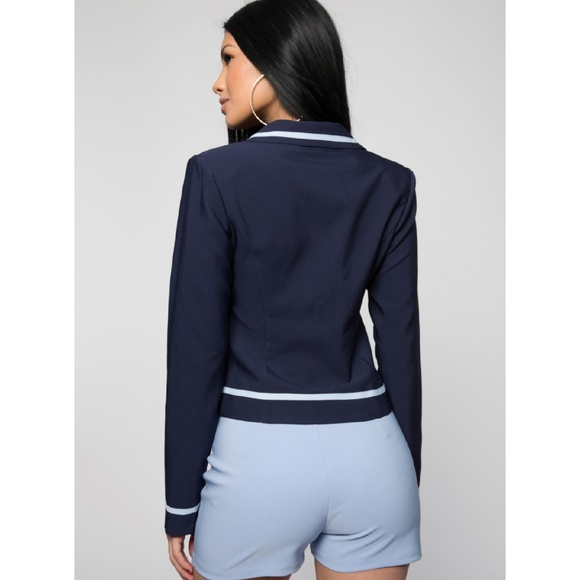 LAST 1! Blue Double Breasted Blazer Jacket - Picture 4 of 4